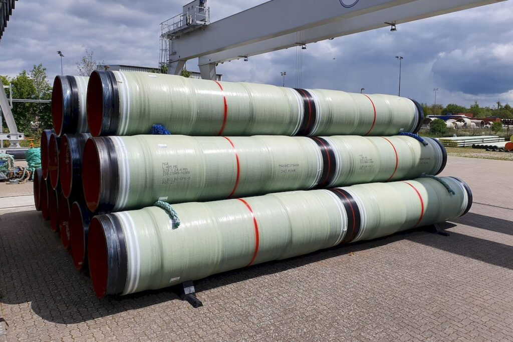 Large diameter pipes coated with TDC's pau wrap TL and Spacer products